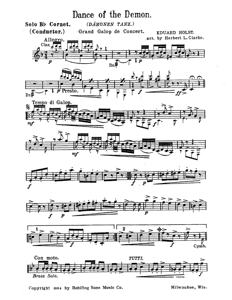 Dance Of The Demons, Eduard Holst score preview