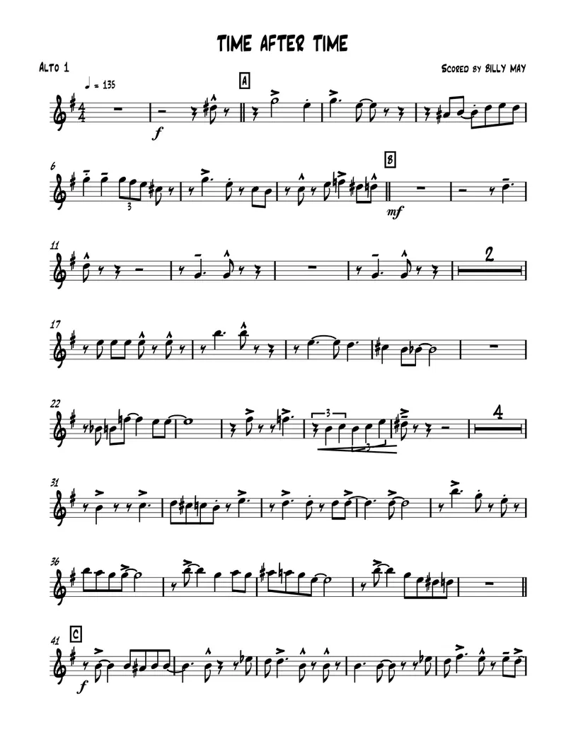 Time After Time score preview