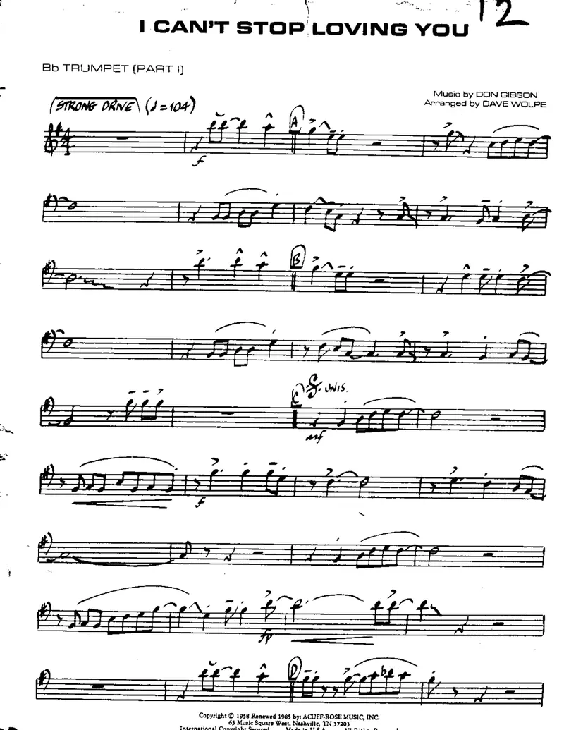 I Can't Stop Loving You score preview