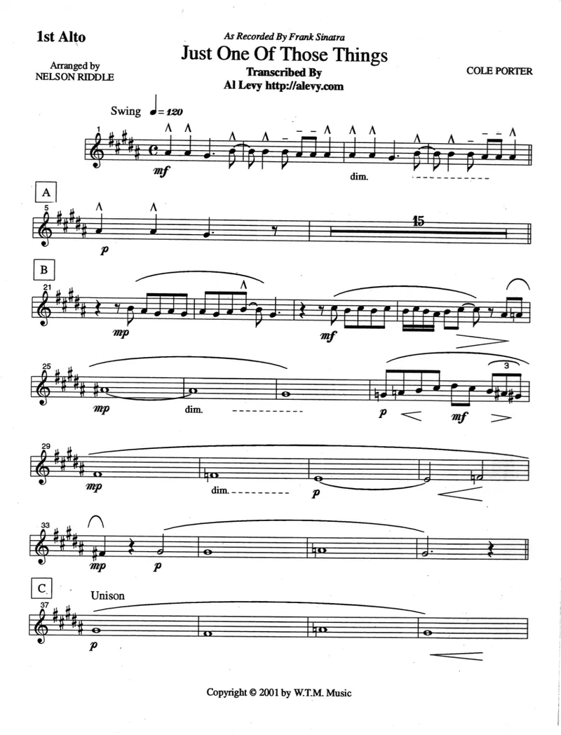 Just One Of Those Things score preview