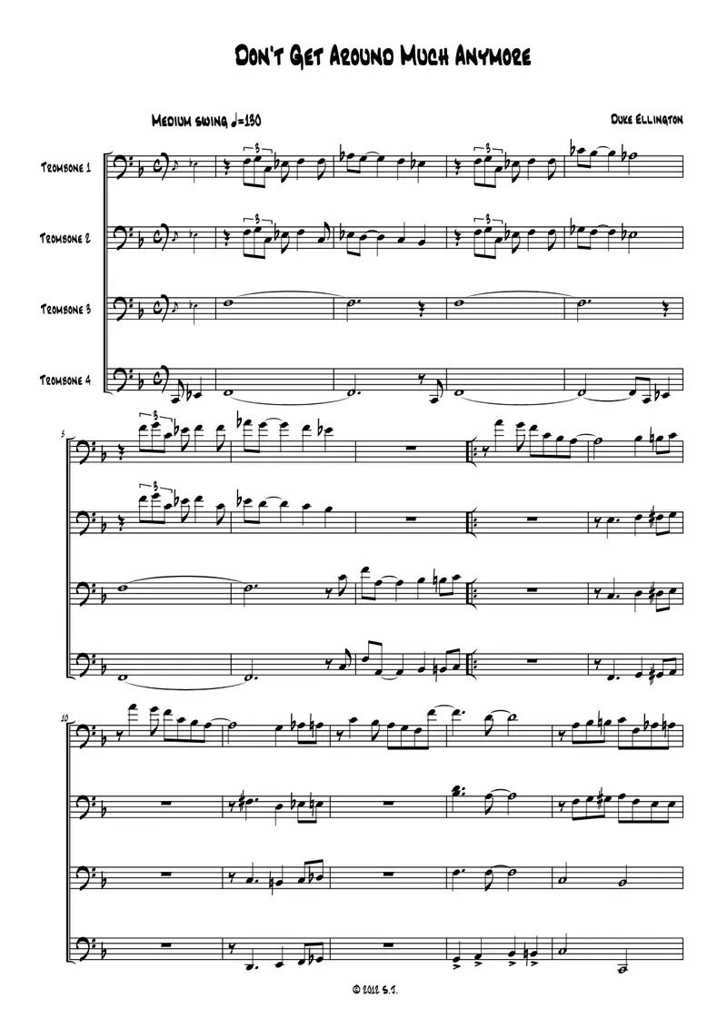 Brass Quartet Trombone score preview