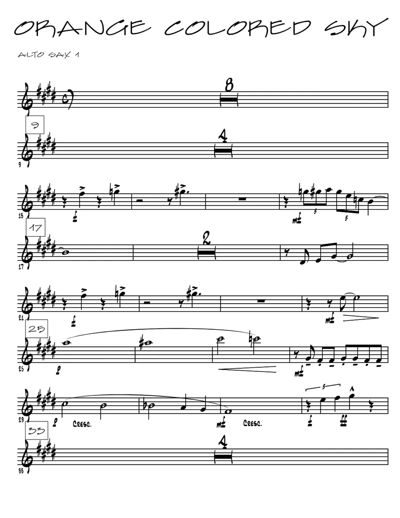 Orange Colored Sky -vocal G -N. Cole (trans. Al Farlow) score preview