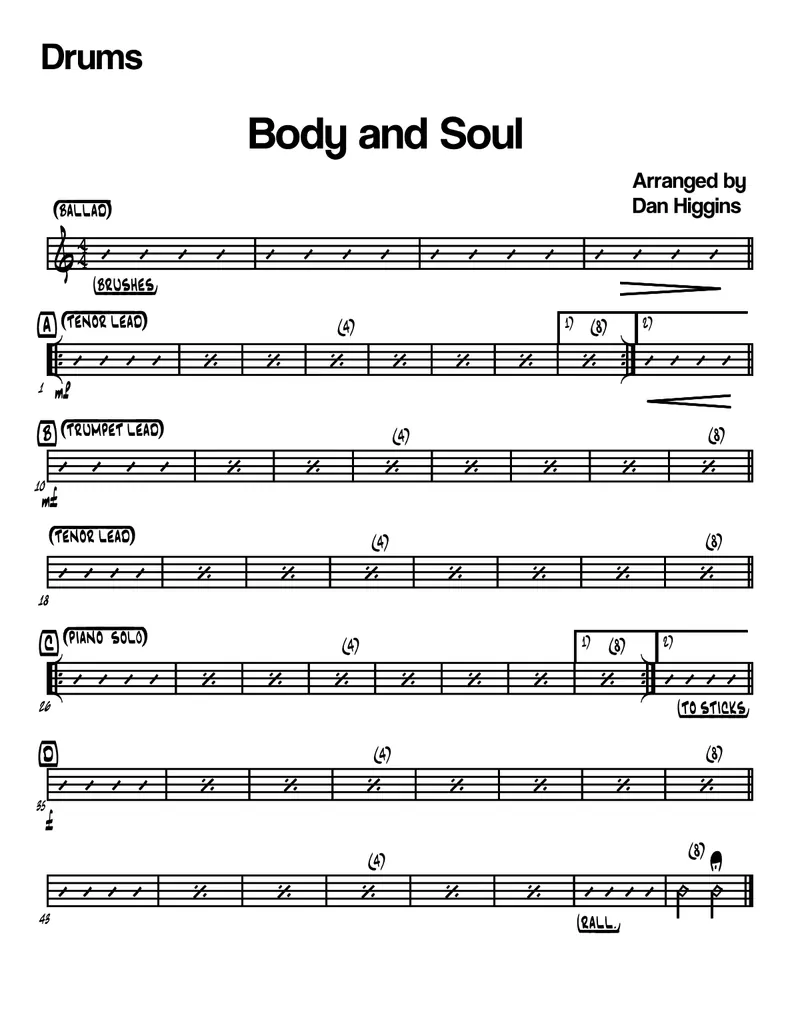 Body and Soul score preview
