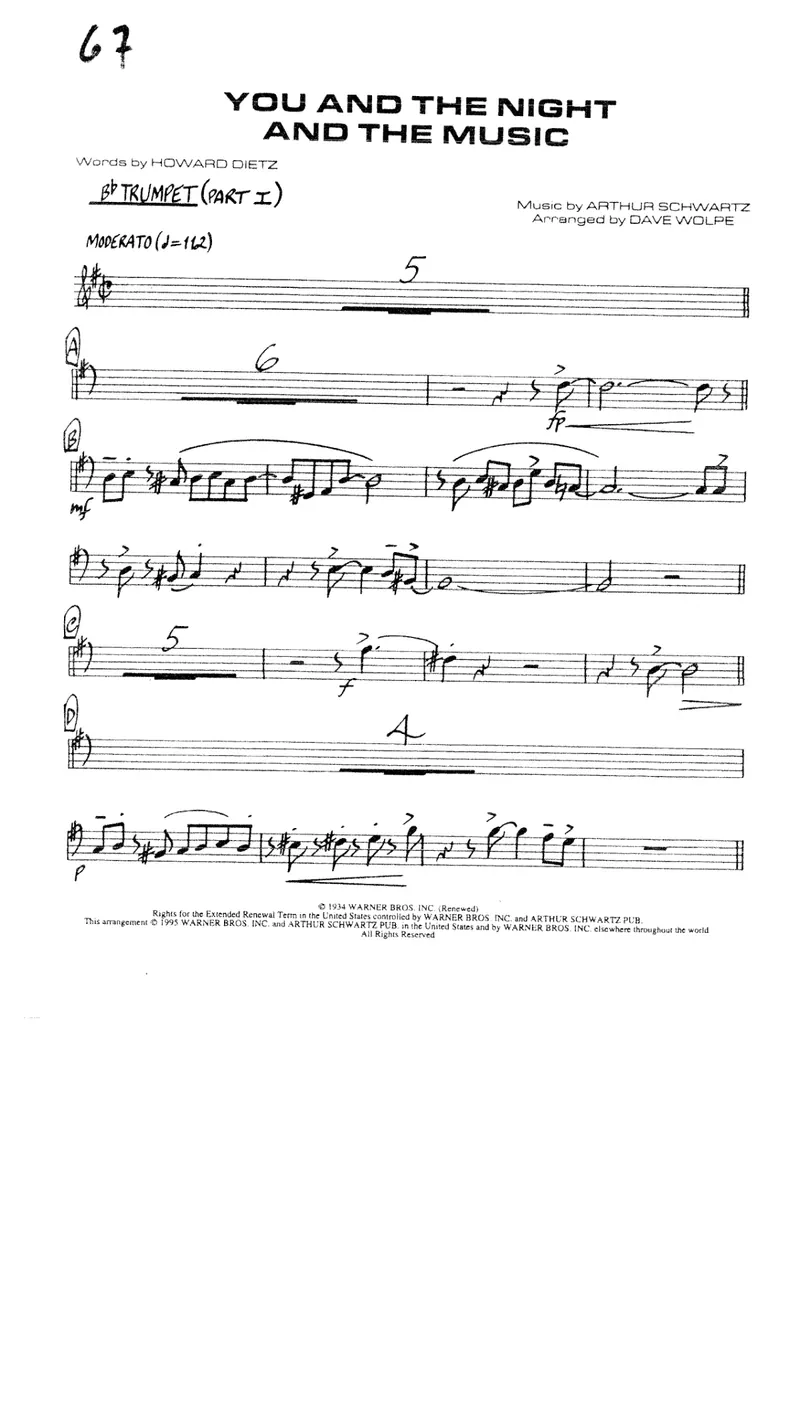 You And The Night And The Music score preview