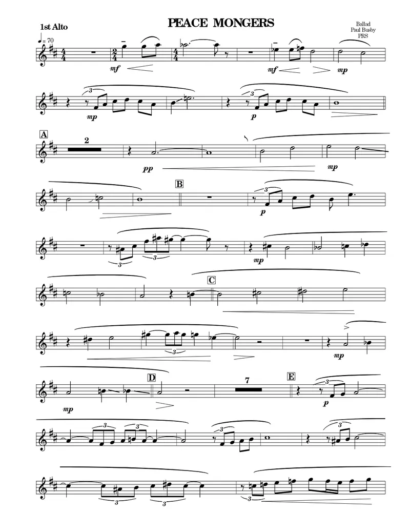 Peace Mongers score preview