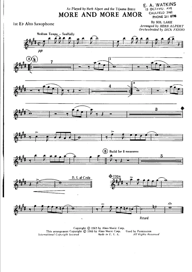 More And More Amore score preview