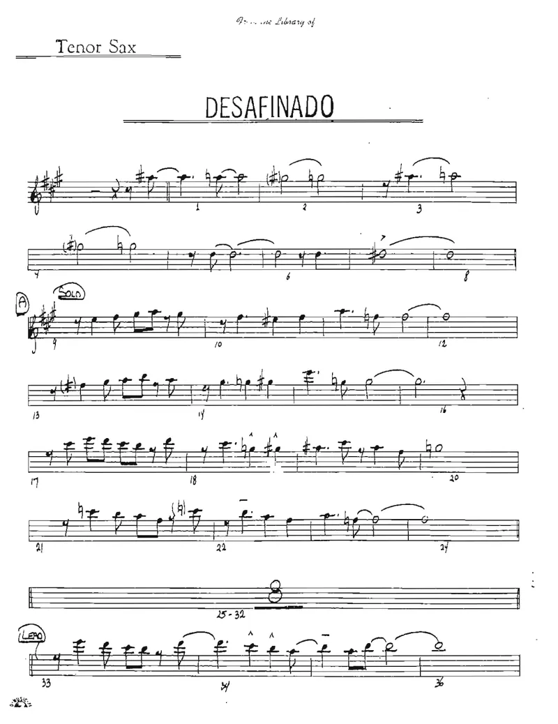 Desafinado - 4 horns + Rhythm score preview