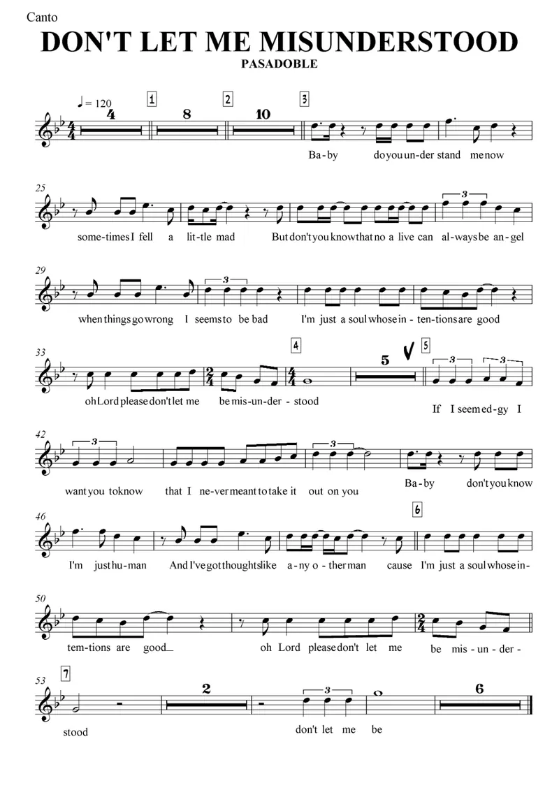 Don't Let Me Misunderstood score preview