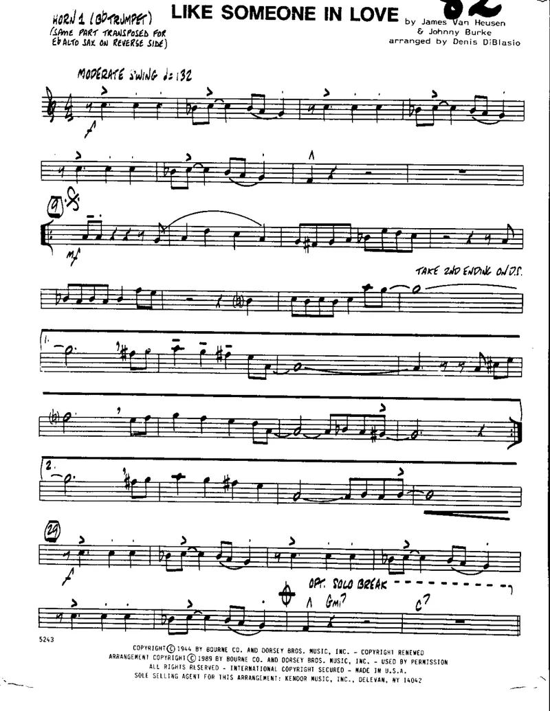 Like Someone In Love score preview