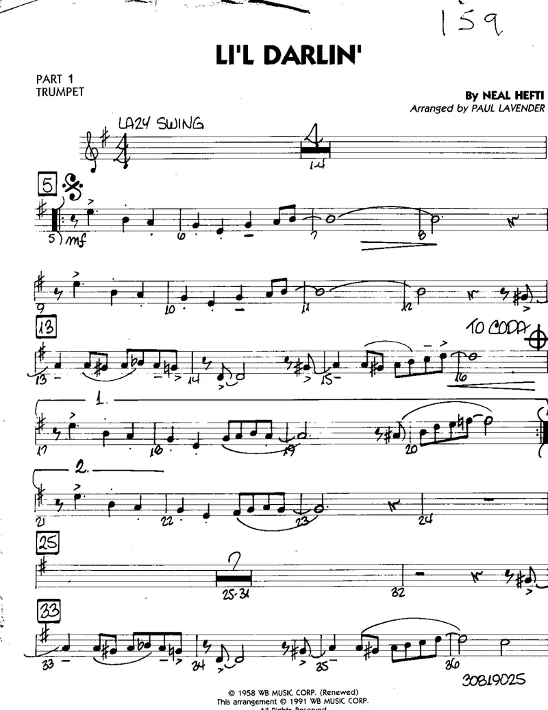 Li'l Darlin' score preview