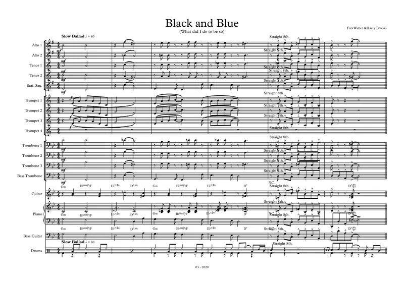 Black And Blue score preview