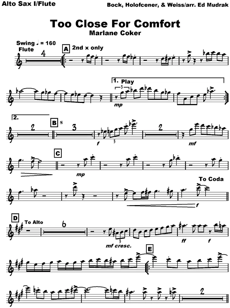 Too Close For Comfort score preview