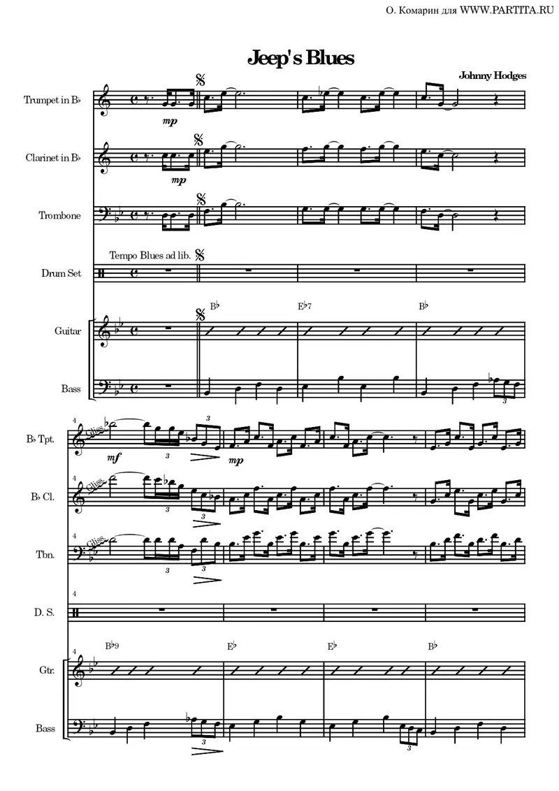 Jeep's Blues score preview