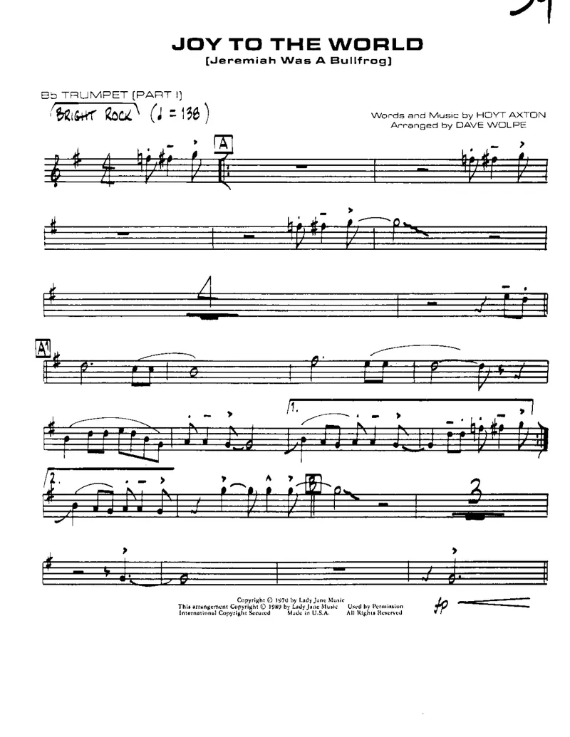 Joy To The World score preview