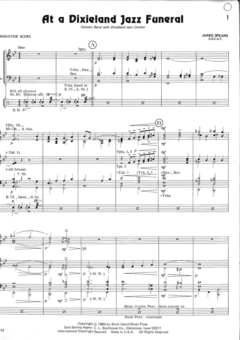 At A Dixieland Jazz Funeral score preview
