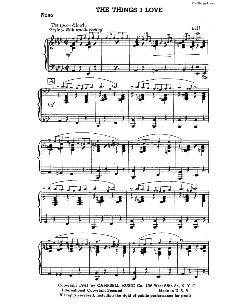 The Things I Love score preview