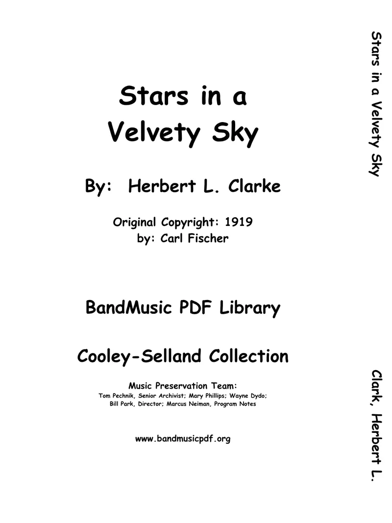 Stars In A Velvety Sky score preview