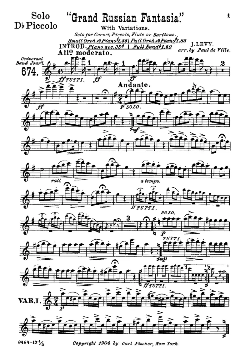 Grand Russian Fantasia score preview