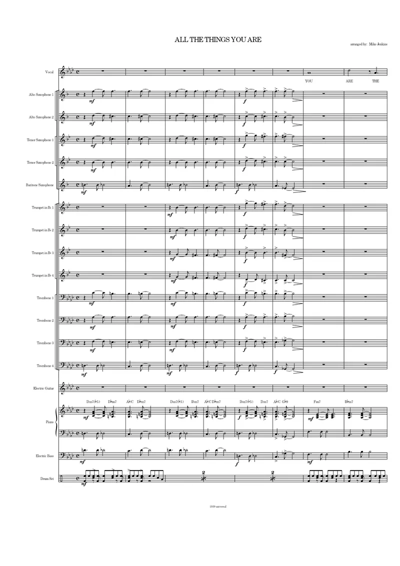 All The Things You Are score preview