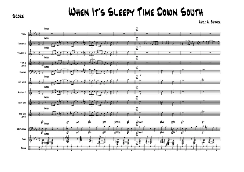 When it's Sleepy Time Down South score preview