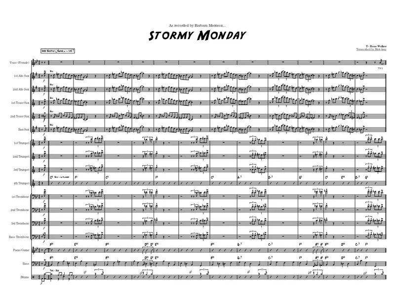 Stormy Monday score preview