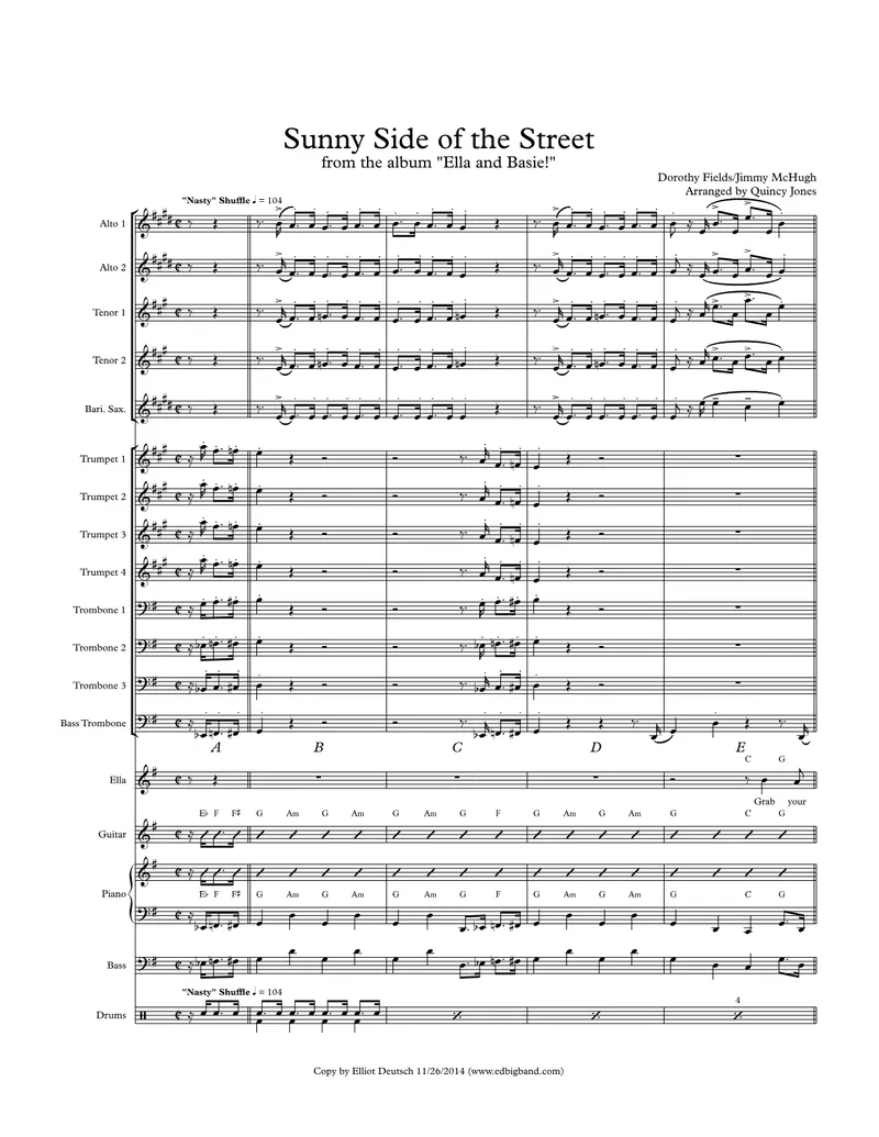 On The Sunny Side Of The Street score preview