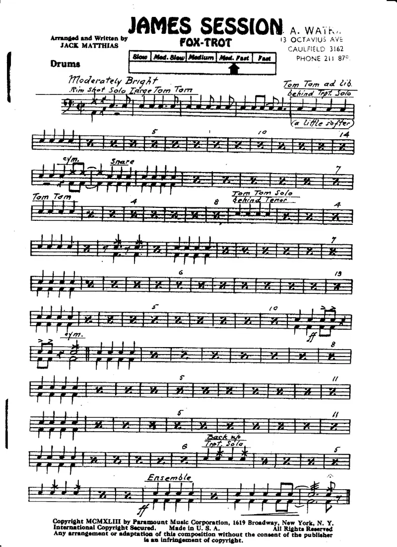 James Session score preview