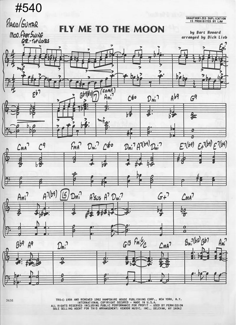 Fly Me To The Moon score preview