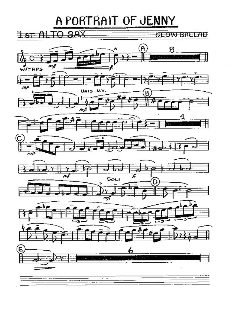 Portrait Of Jenny (Don G'Witt- Dave Wolpe) score preview