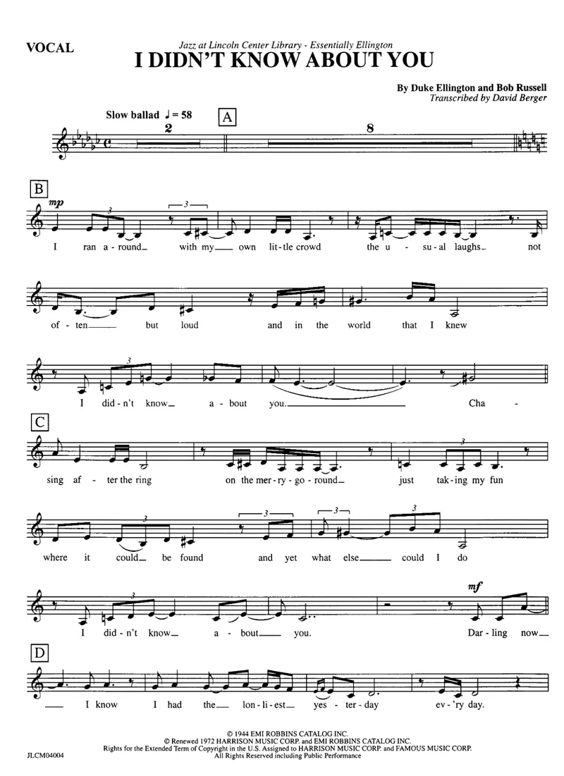 I Didn't Know About You score preview