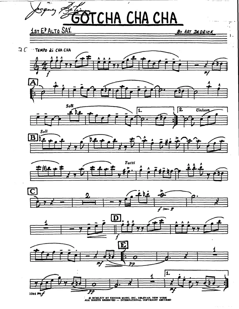 Gotcha Cha Cha score preview