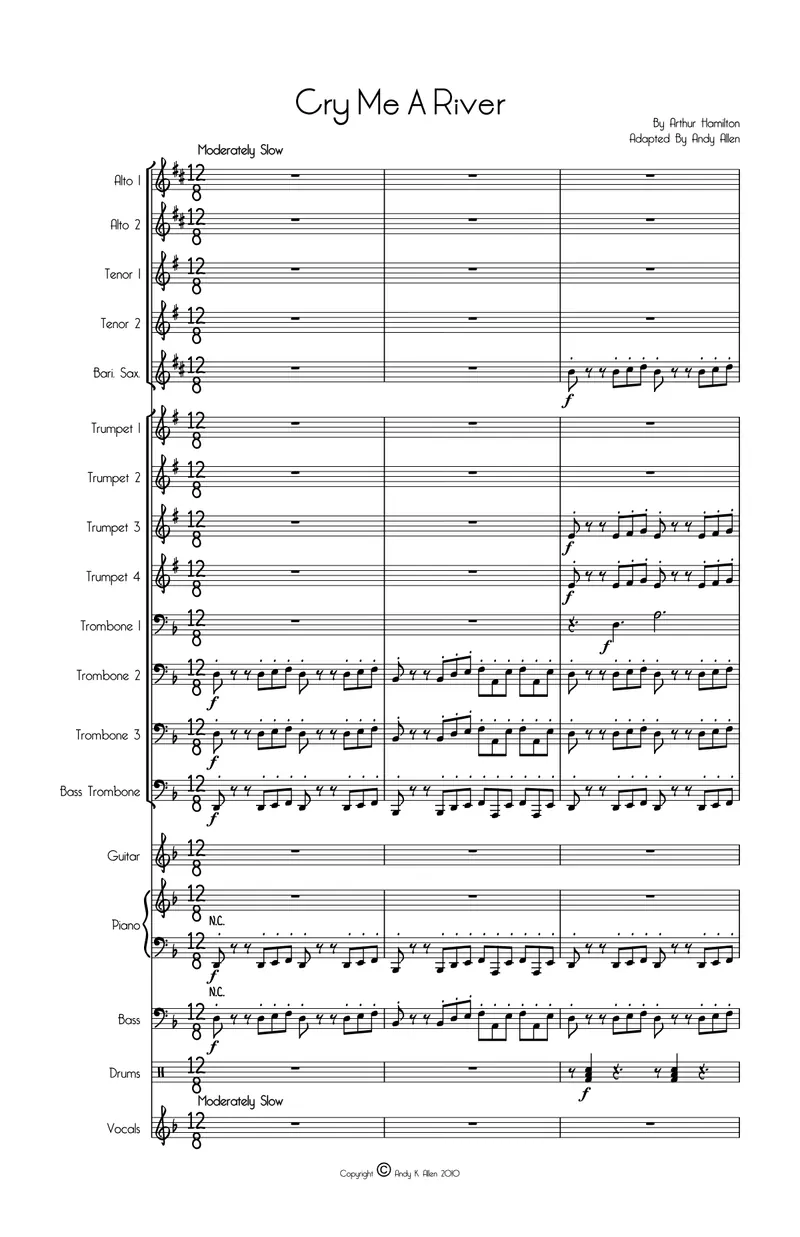 Cry Me A River score preview