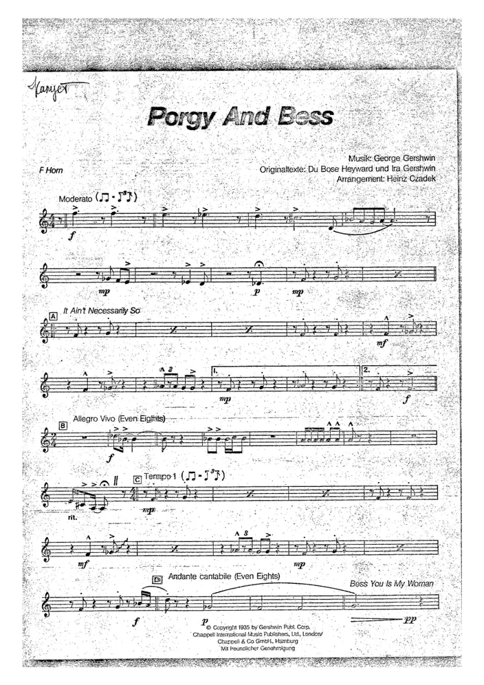 Brass Quintet Pogy And Bess score preview
