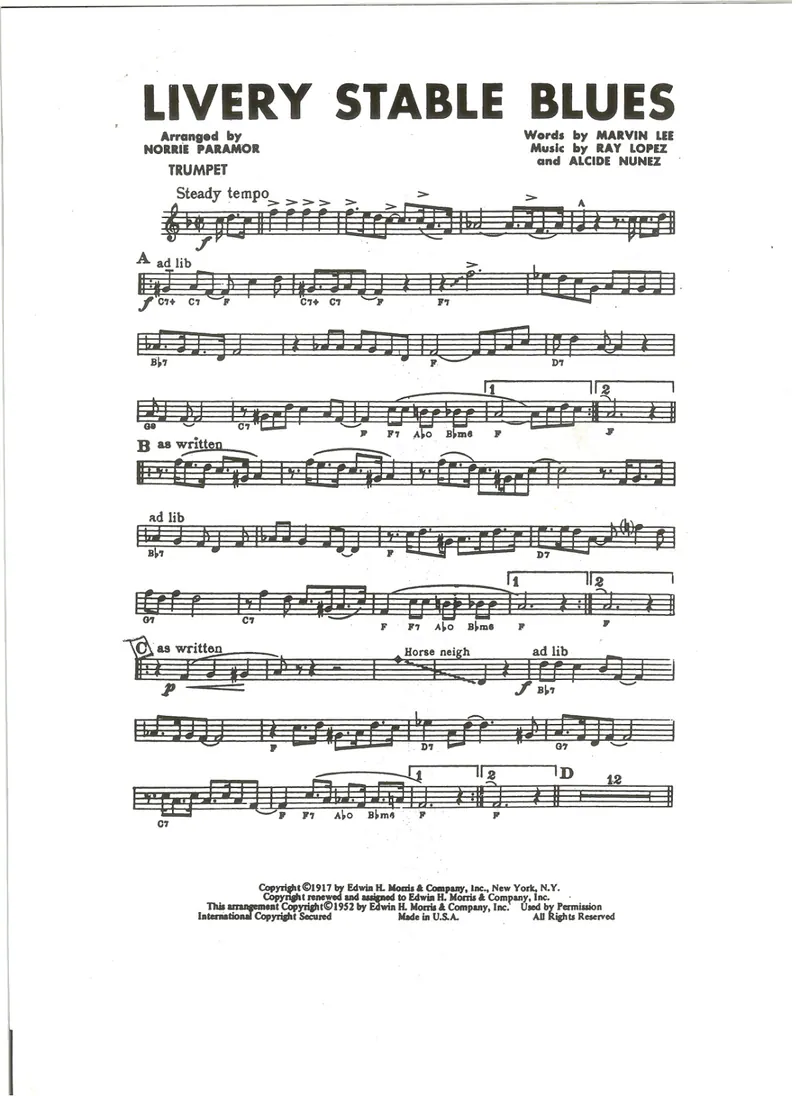 Livery Stable Blues score preview