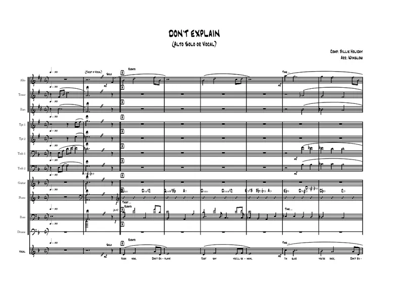 Don't Explane (Winslow) Billie Holiday score preview