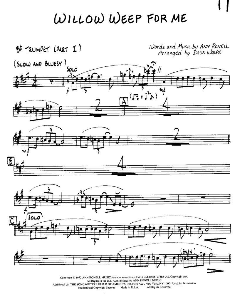 Willow Weep For Me score preview