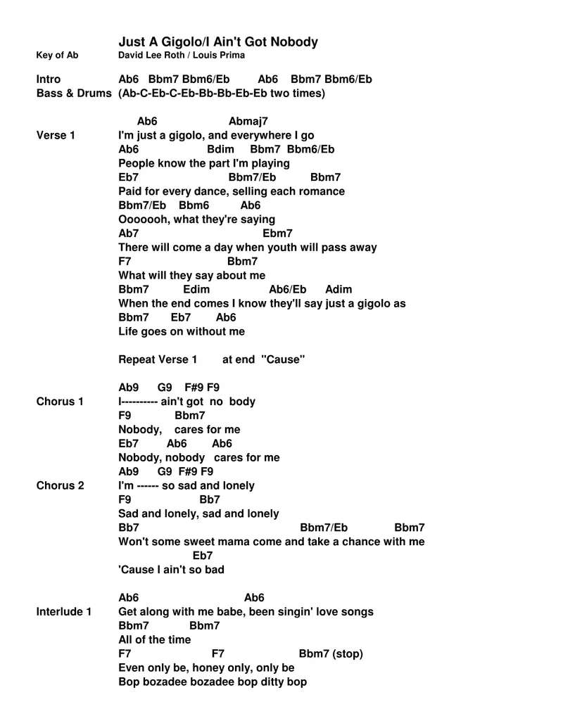 Just A Gigolo score preview