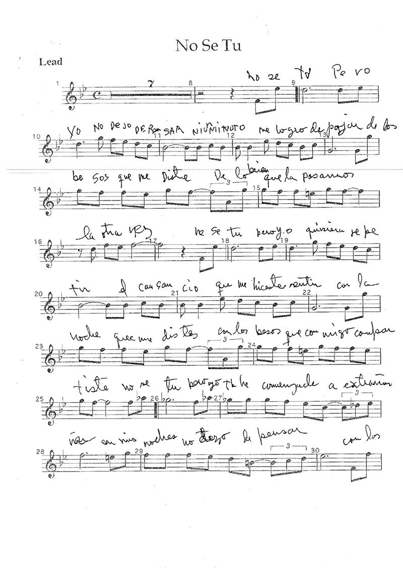 No Se Tu score preview
