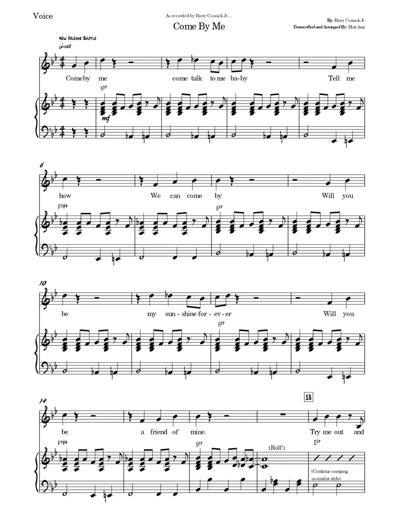 Come By Me score preview