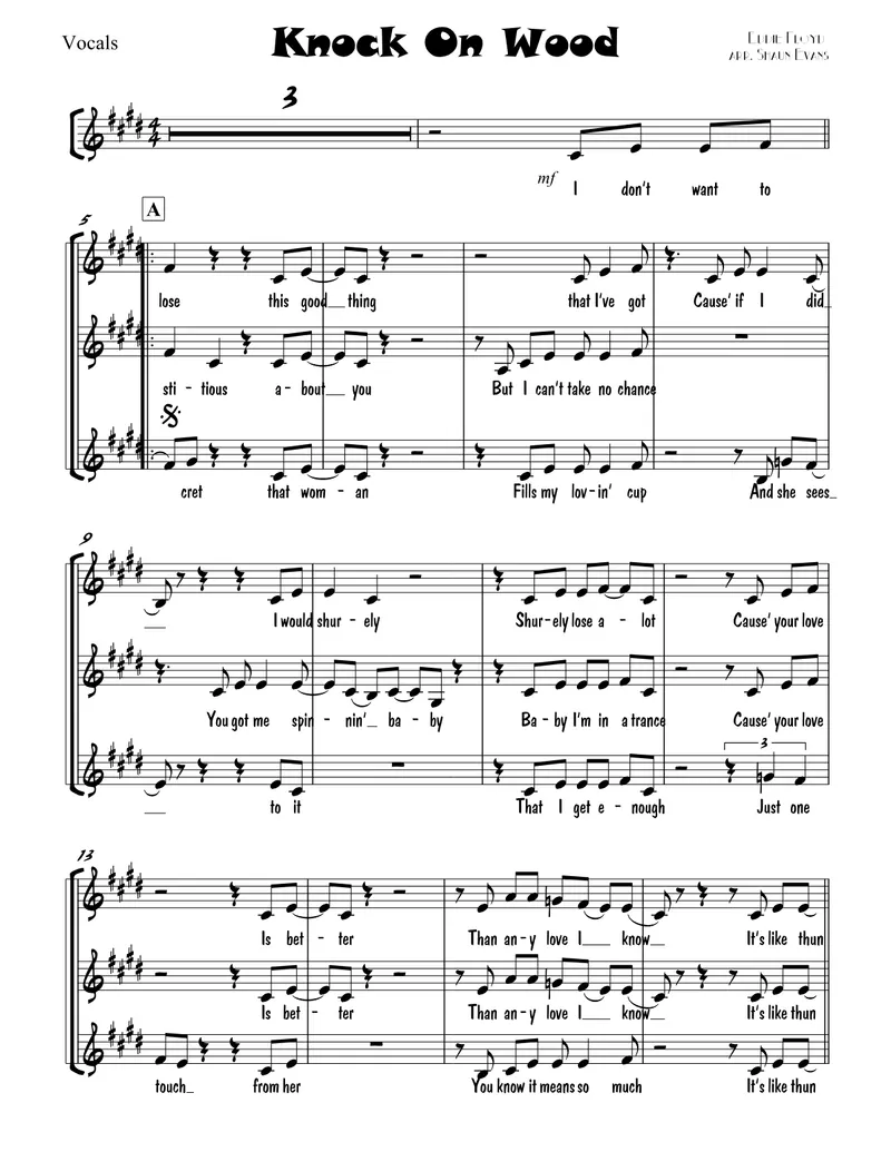 Knock On Wood score preview