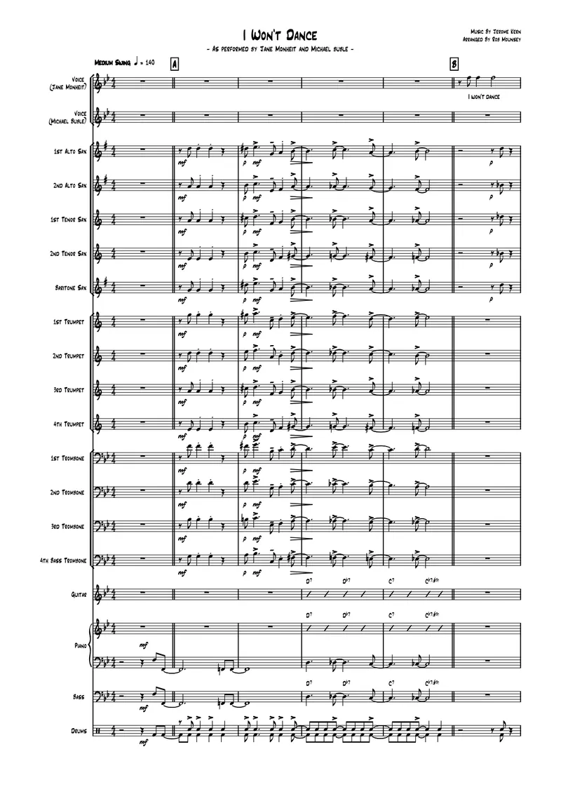 I Won't Dance score preview