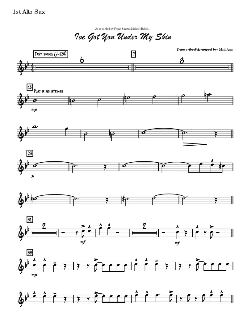 I've Got You Under My Skin score preview