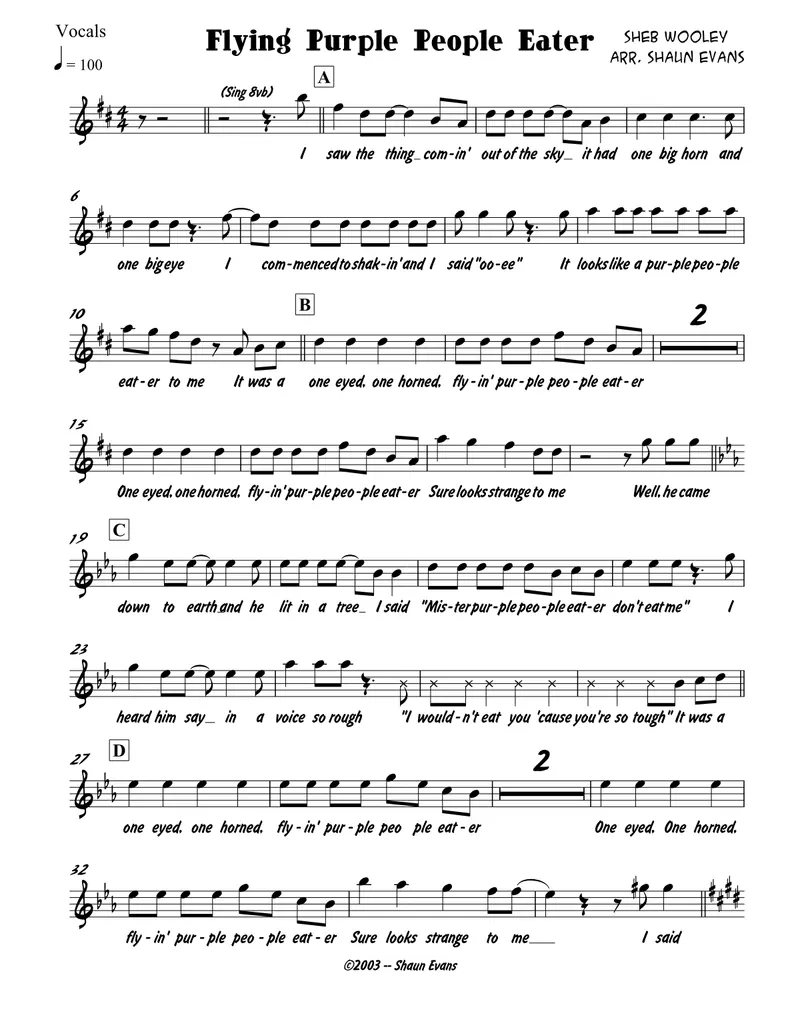 Flyin' Purple People Eater score preview
