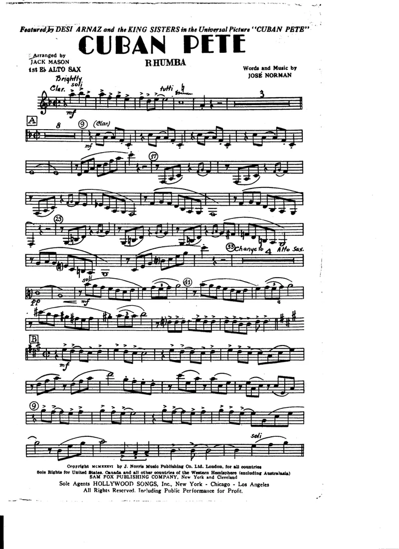 Cuban Pete score preview