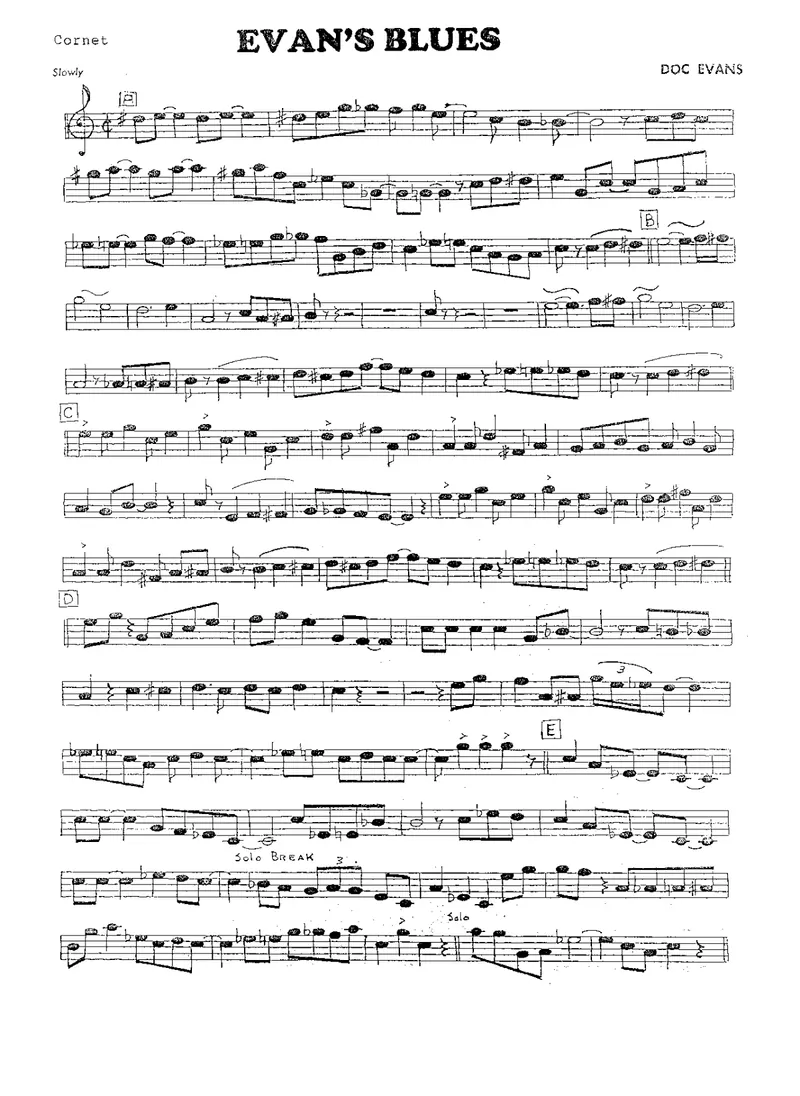 Evan's Blues score preview