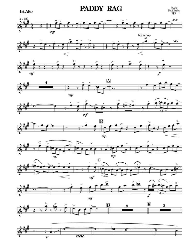 Paddy Rag score preview