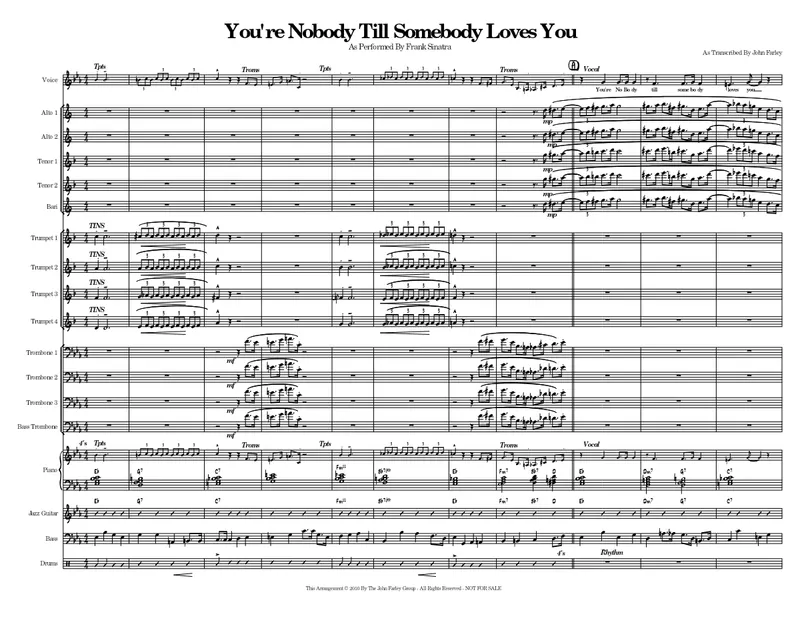 You're Nobody Till Somebody Loves You score preview