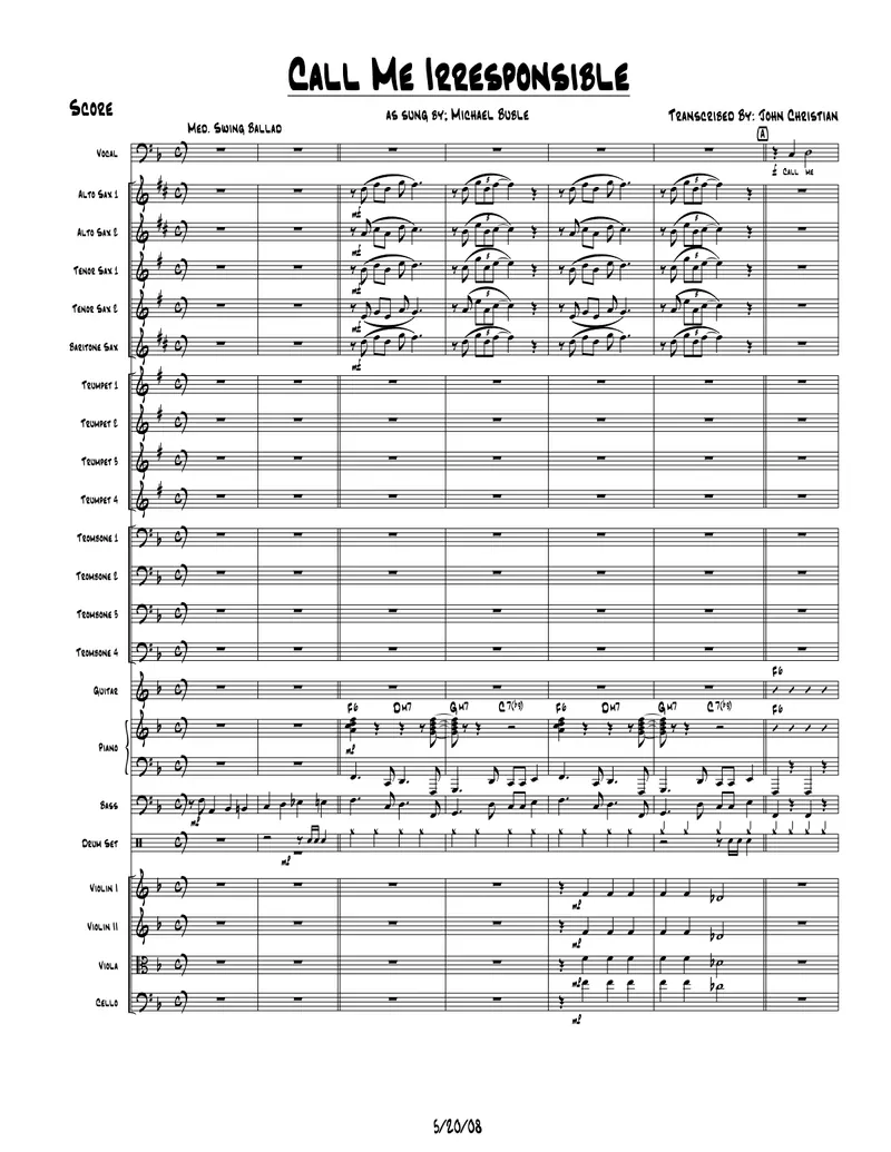 Call Me Irresponsible score preview