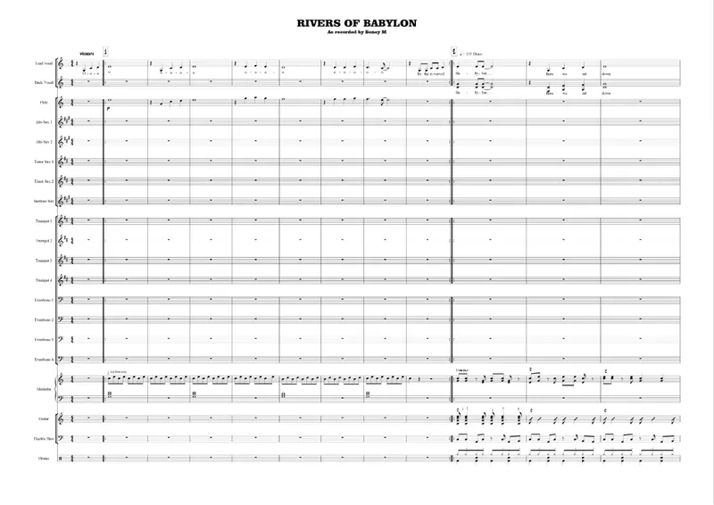 The Rivers Of Babylon Boney M score preview