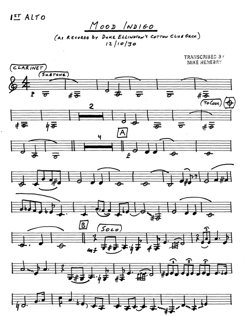 Mood Indigo score preview